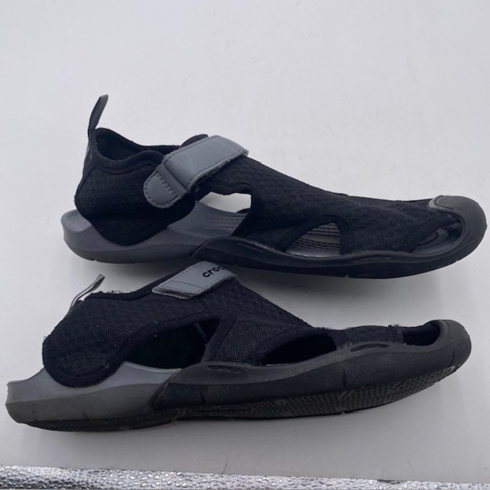 Crocs Swiftwater Mesh Sandal Women 10 Black Charcoal Sport Water Shoe Adjustable - Picture 6 of 12